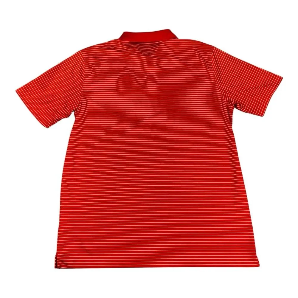 Nike Golf Dri-Fit Men's Large Golf Polo Red Striped Tour Performance, Cog Hill